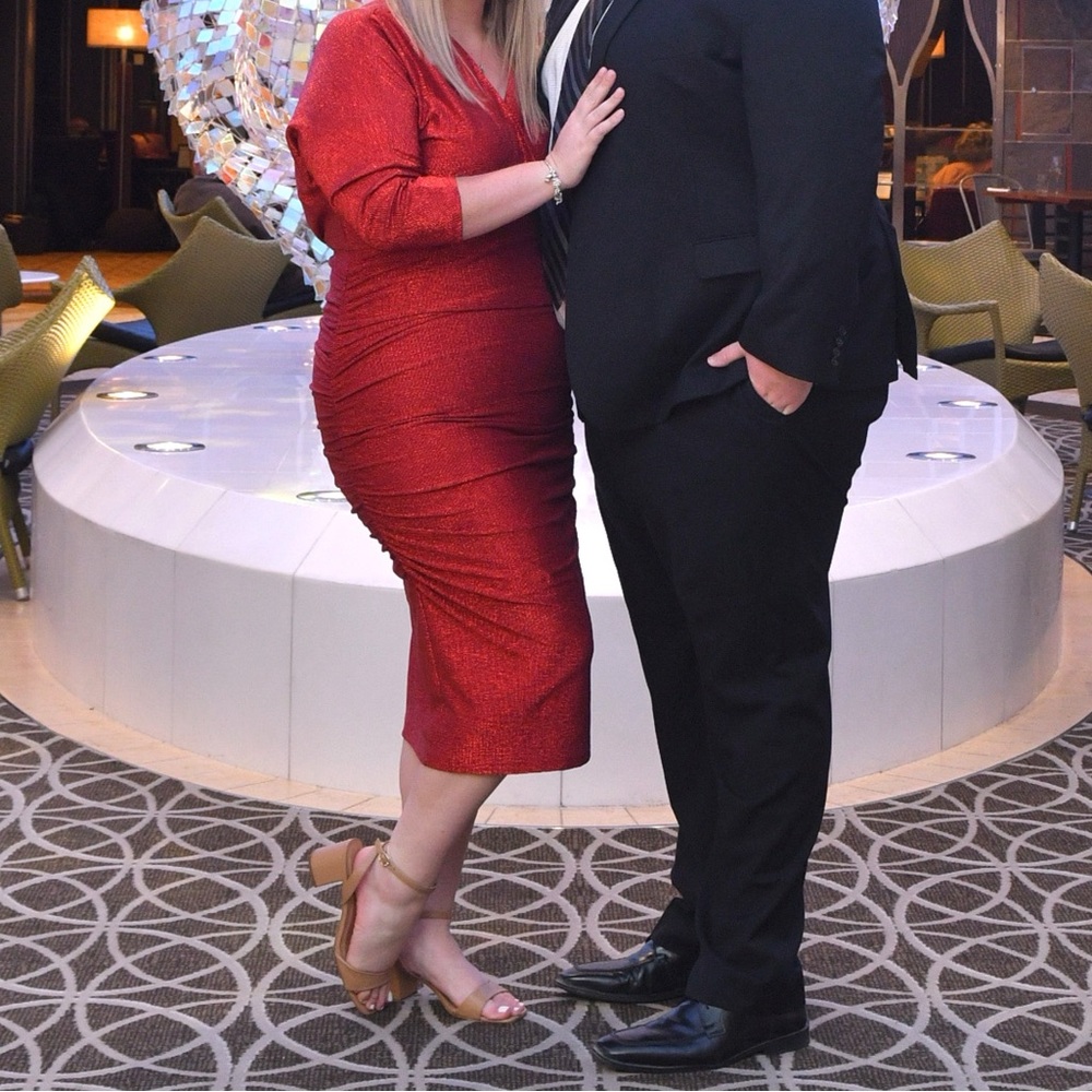 Shimmering Red XL Cinched Dress by Eva Mendes